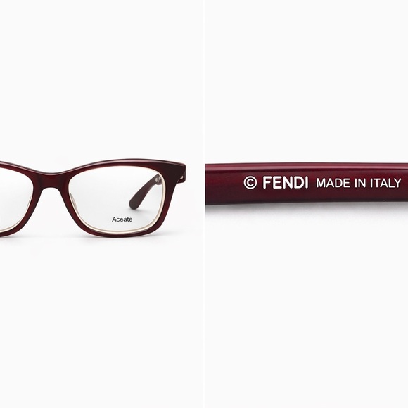 Fendi FF0256 Acetate Eyeglasses Burgundy Ivory 52-18-140 New Authentic main image 9